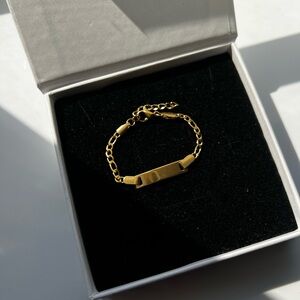 Gold Blank ID Bar Chain Bracelet